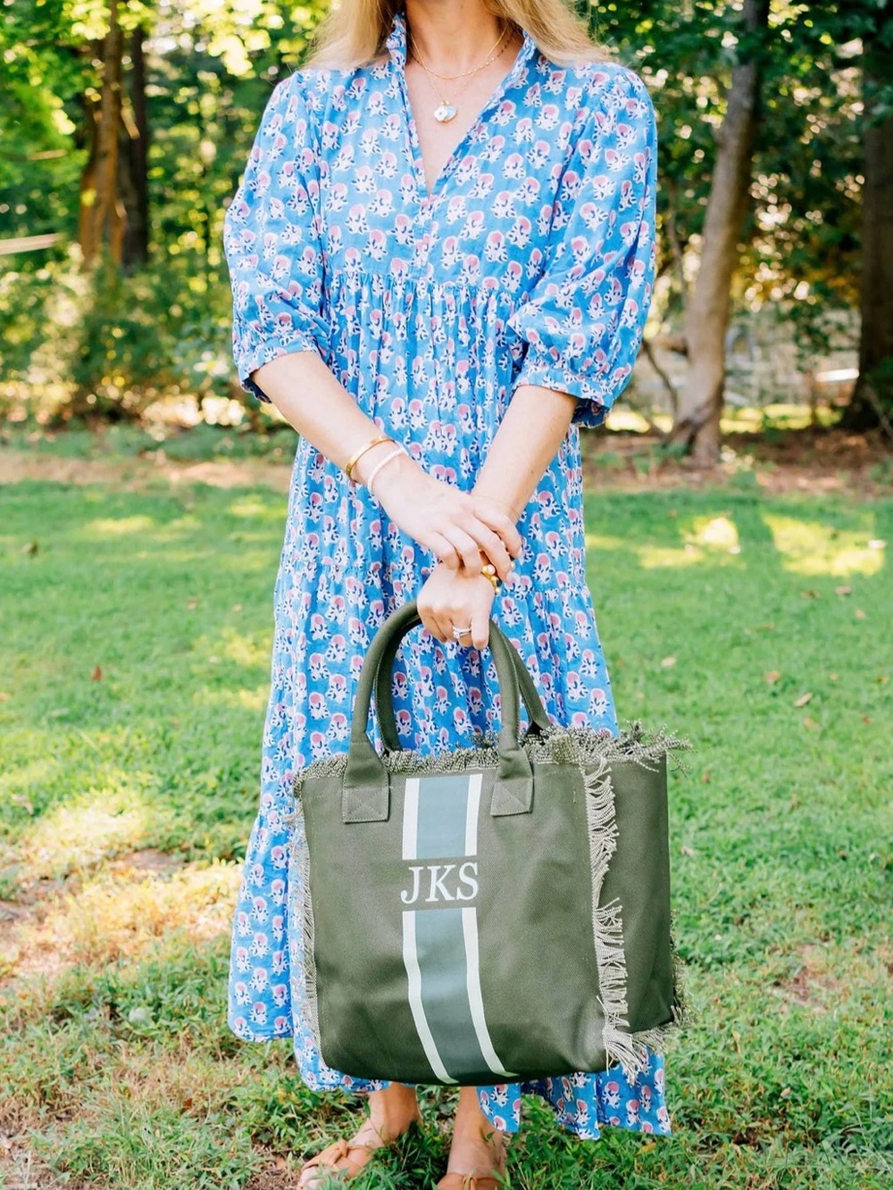 TMC Blue Floral Maxi Dress with Pink Accents from Lady Hart Boutique